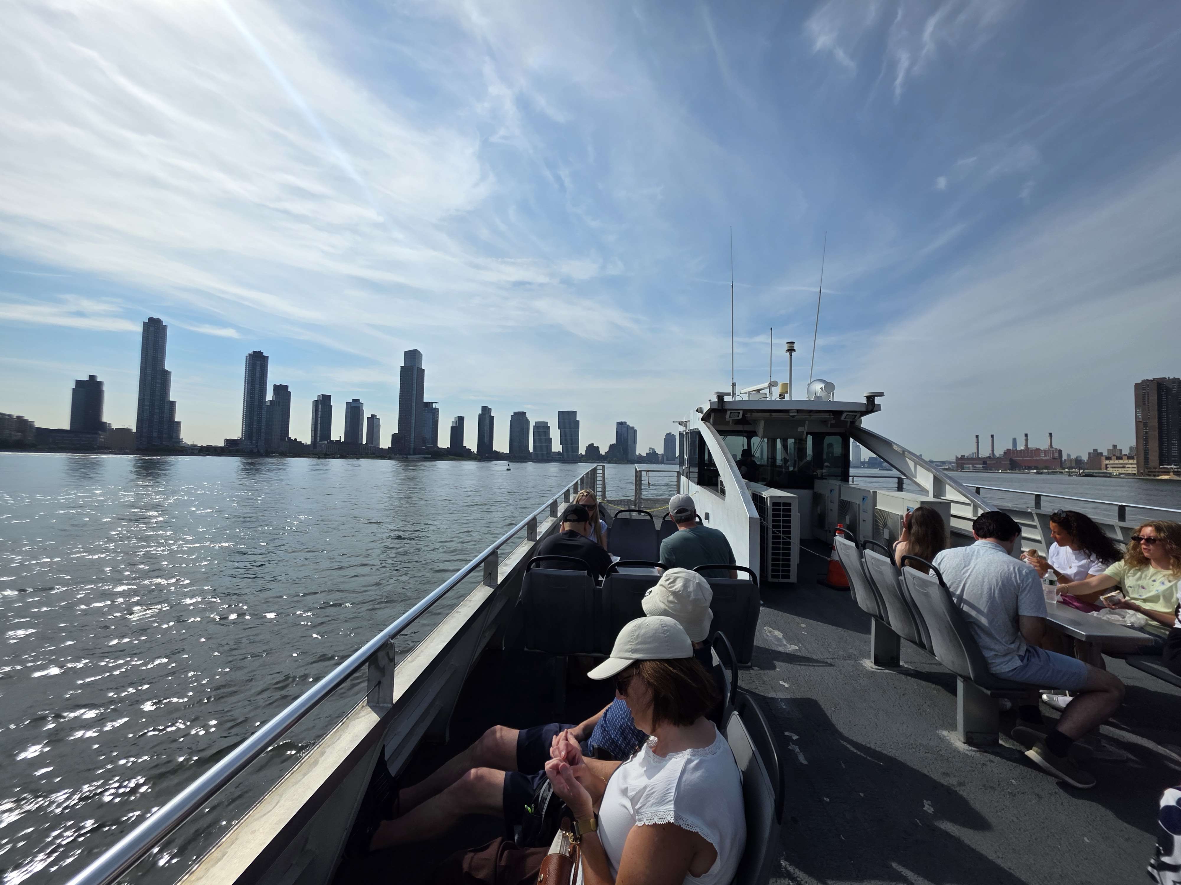 The Manhattan skyline from the open deck of the NYC Ferry.